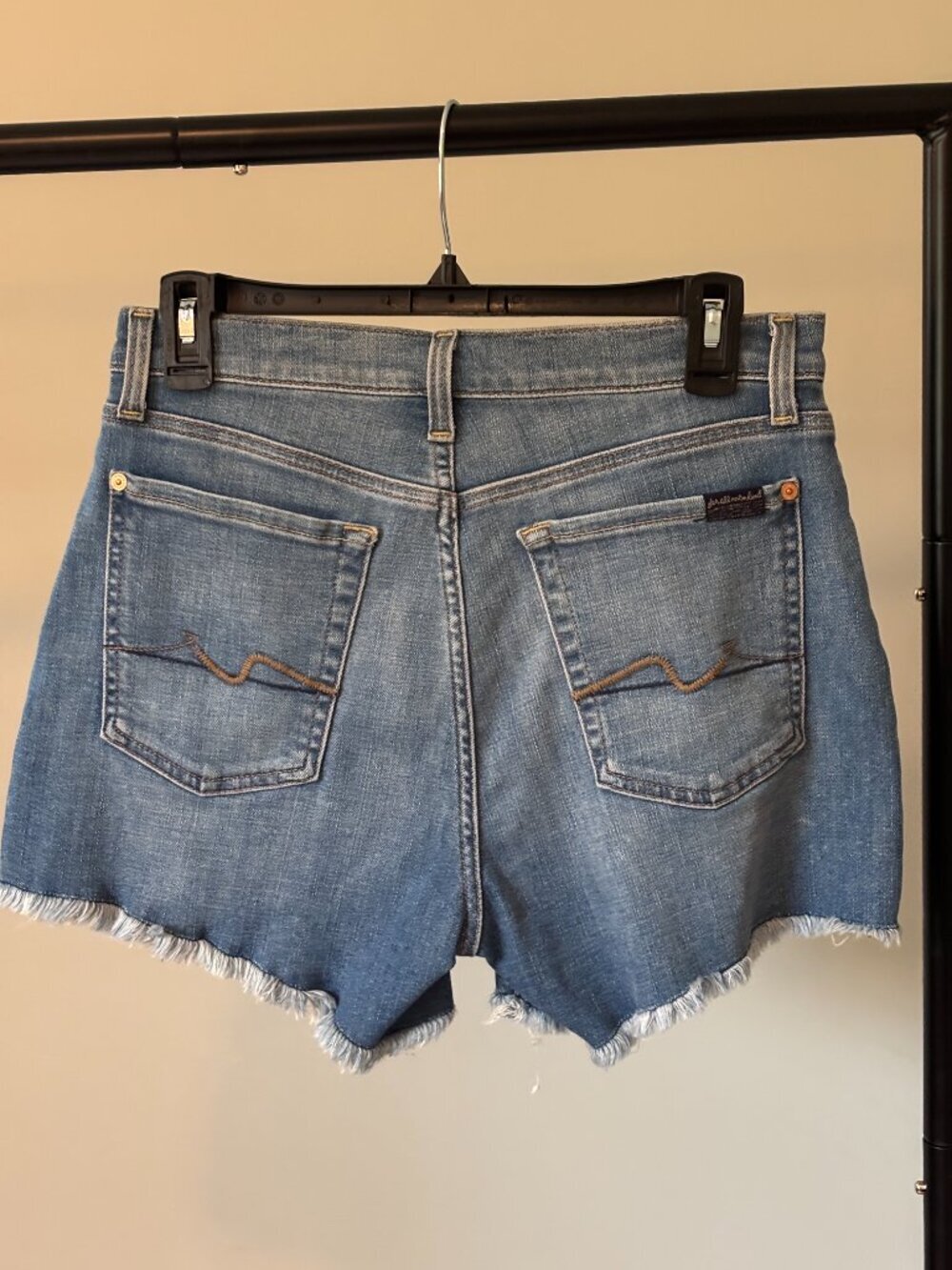 7 For All Mankind Denim Cutoff Shorts Frayed Hem 29/8 - Picture 2 of 6